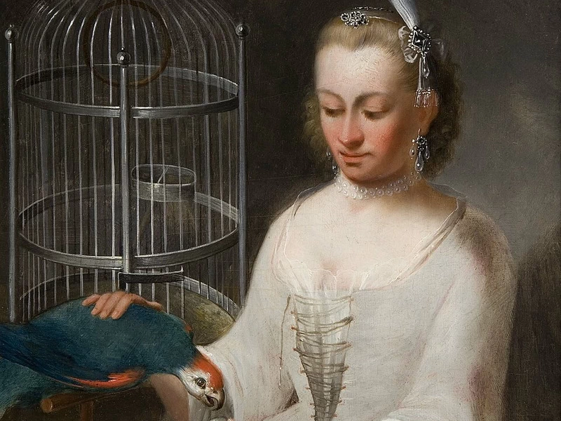 1751-Johann Heinrich Tischbein il Giovane - Signora con pappagallo